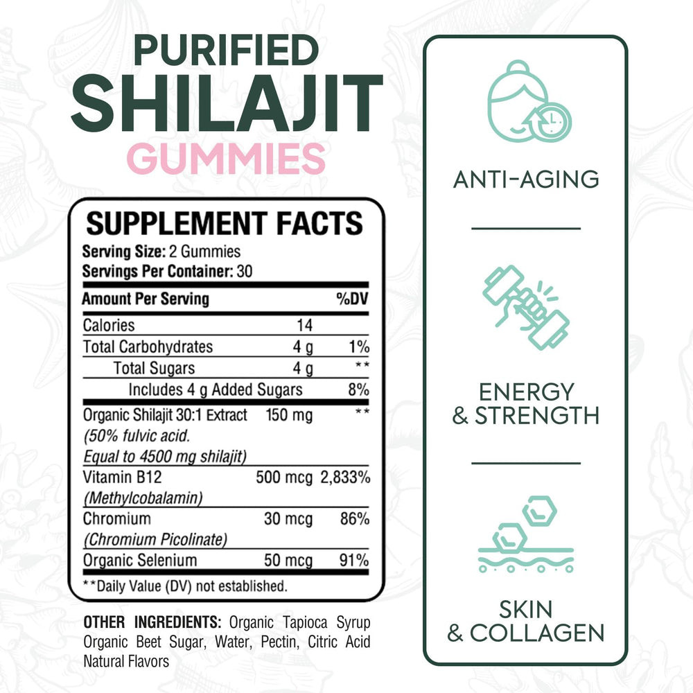 Organics Ocean Shilajit Gummies black cherry flavor offering delicious daily energy support.