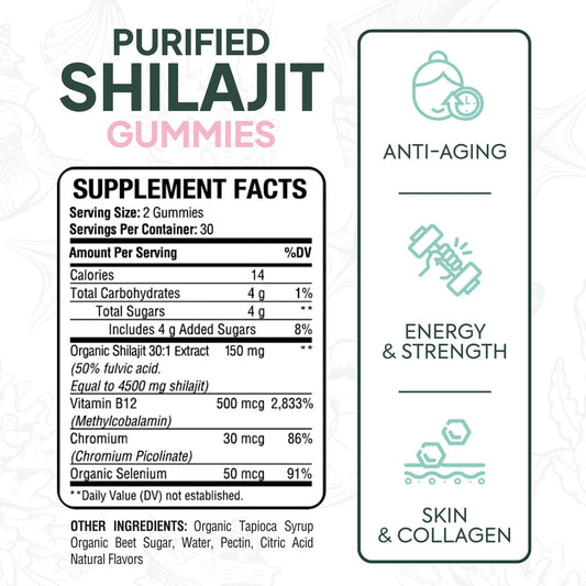 Organics Ocean Shilajit Gummies black cherry flavor offering delicious daily energy support.