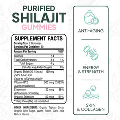 Organics Ocean Shilajit Gummies black cherry flavor offering delicious daily energy support.