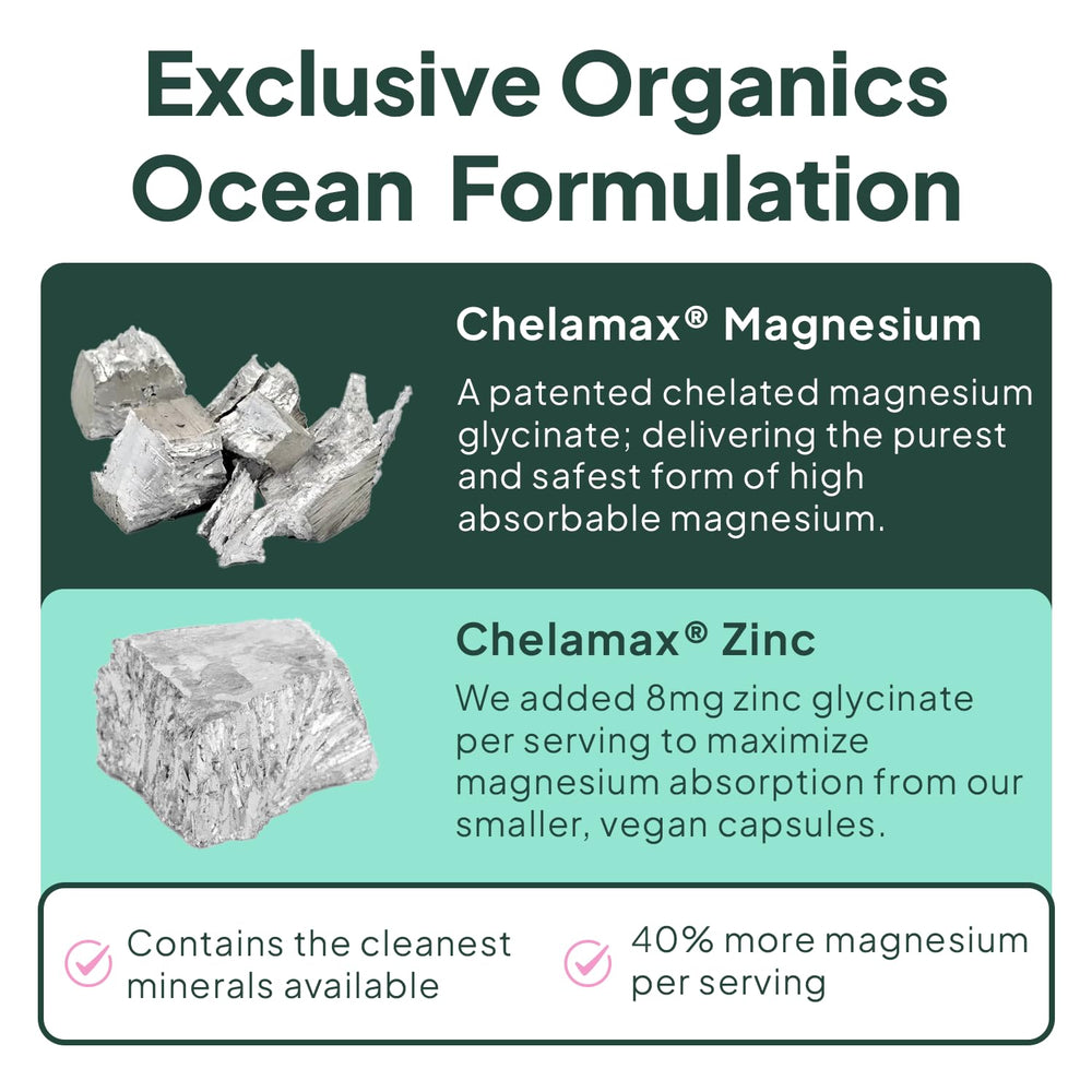 Organics Ocean supplement facts panel shows low additives for tummy comfort.