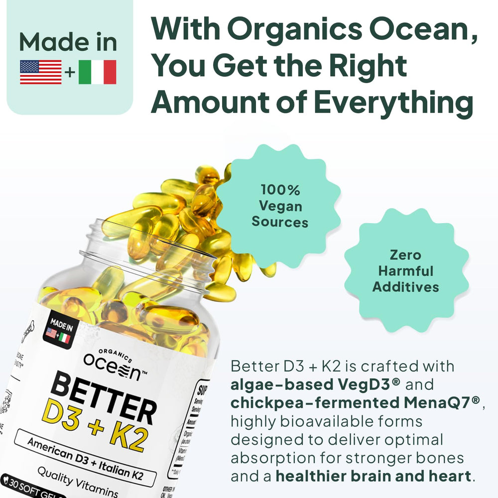 Algae-derived VegD3 label highlights plant-based vitamin D source.