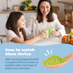 Organifi Kids Easy Greens smoothie glass shows delicious kid-friendly nutrition