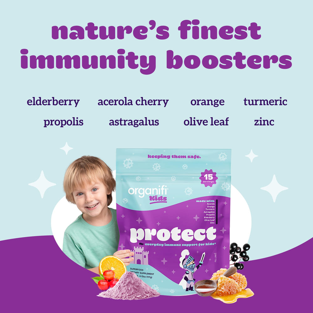 Organifi Kids Protect elderberry and zinc blend for immune-friendly nutrition