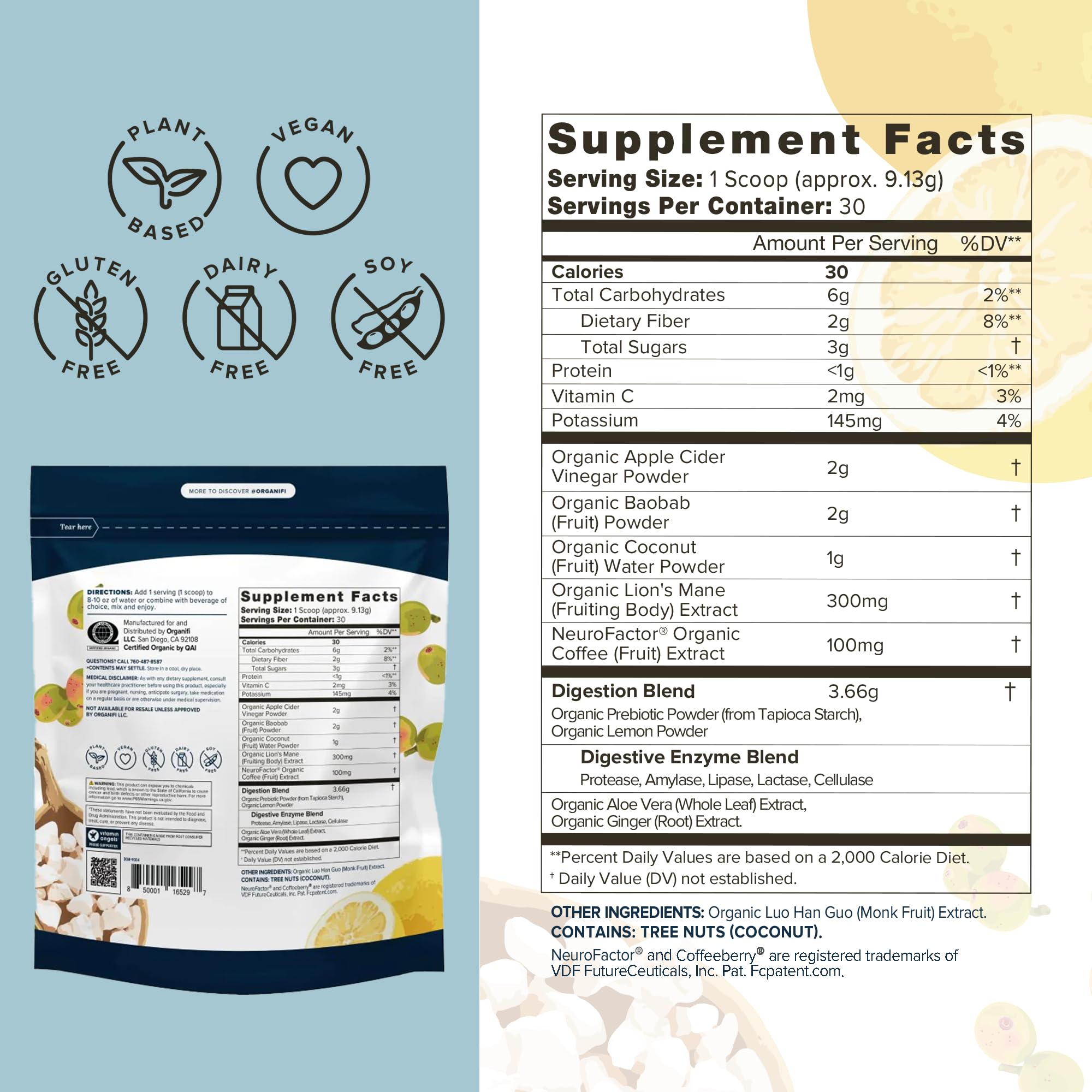 Organifi Pure spoon-dispense scene showing easy serving.