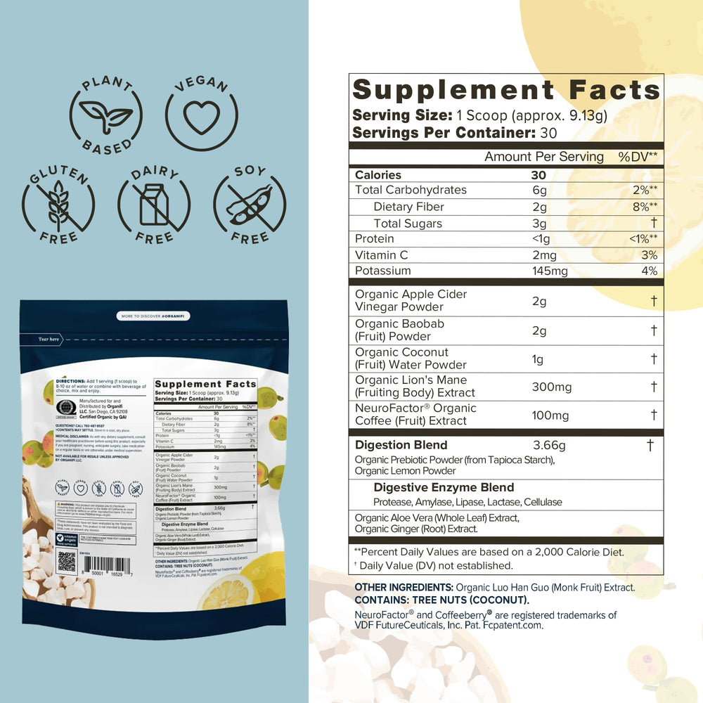Organifi Pure spoon-dispense scene showing easy serving.