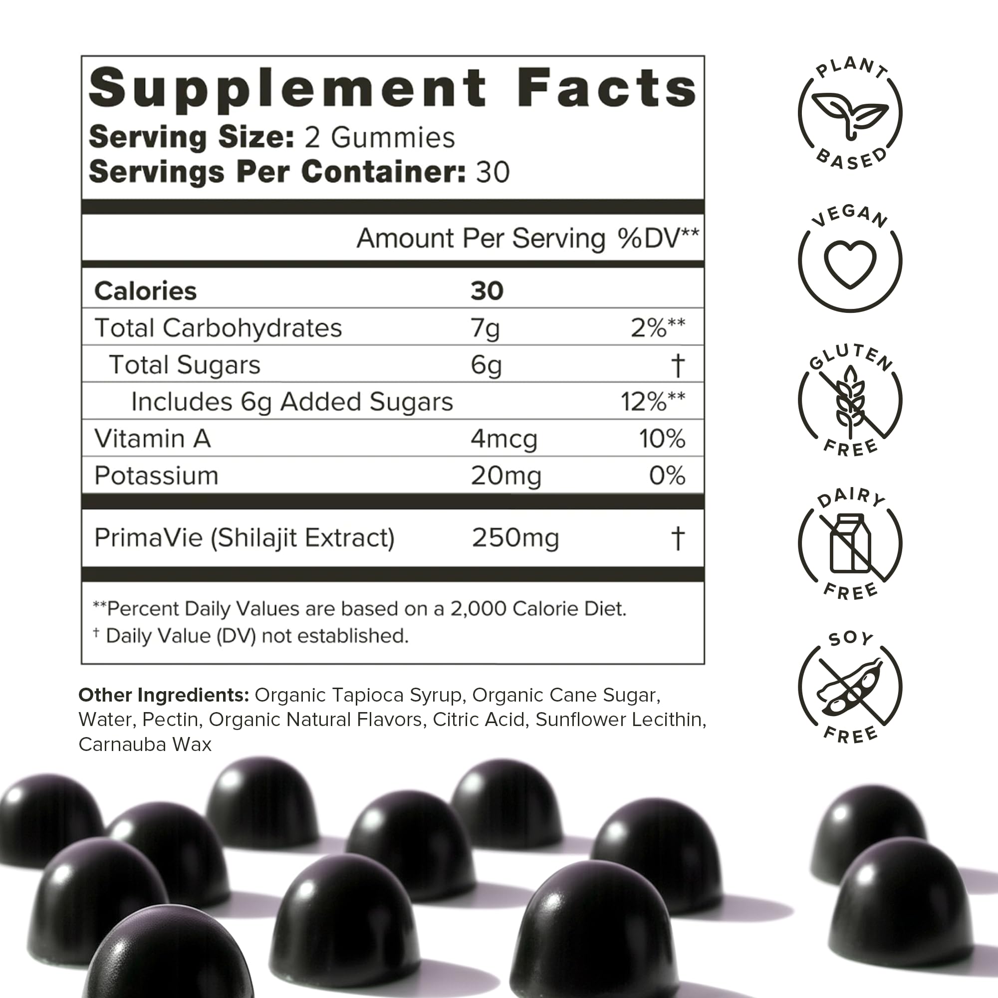 Organifi Shilajit Gummies label closeup emphasizes PrimaVie potency