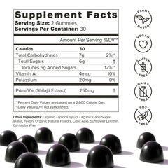 Organifi Shilajit Gummies label closeup emphasizes PrimaVie potency