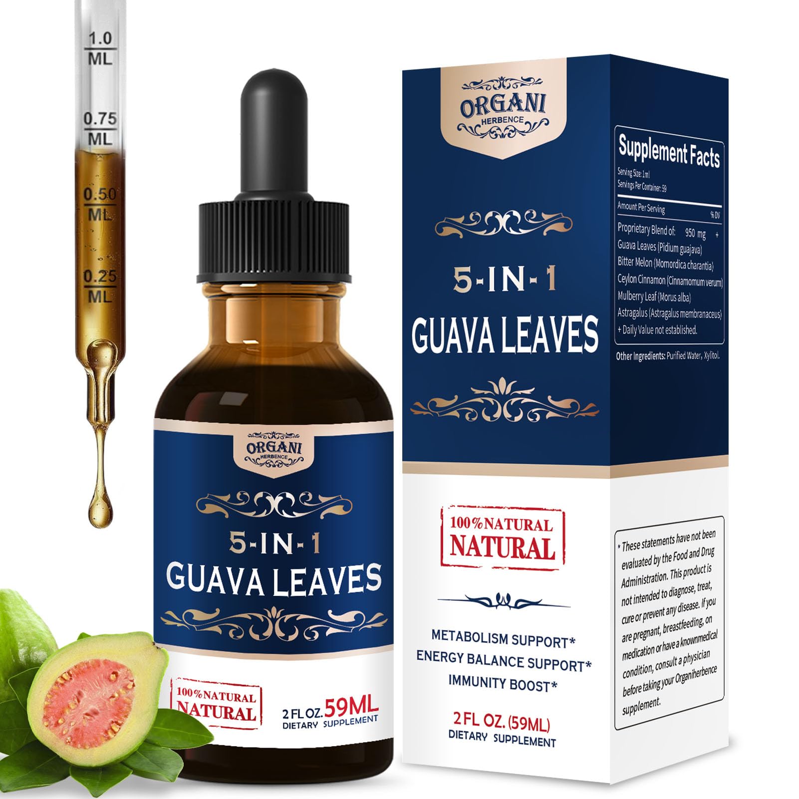 ORGANIHERBENCE herbal liquid drops bottle closeup for metabolism support