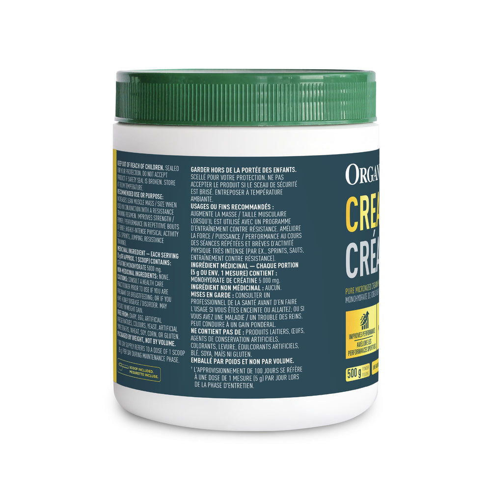 Athlete preparing Organika creatine powder before training session.