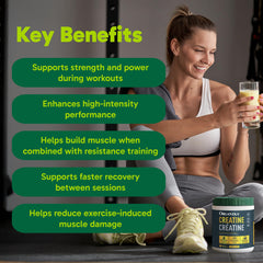 Organika creatine powder dissolving in liquid for easy mixing and intake.