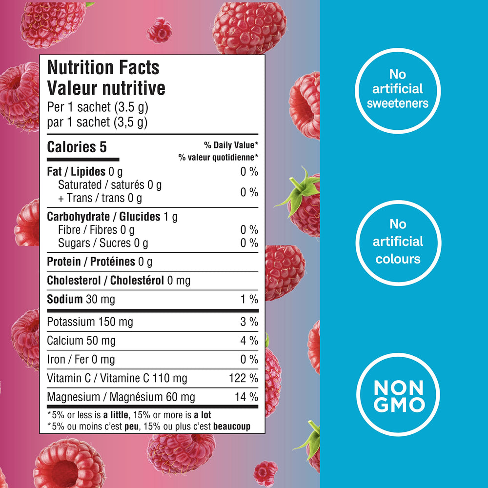 Organika Pure Electrolytes Raspberry powder close-up highlighting fine texture and zero sugar.
