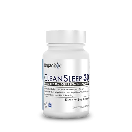 Organixx Clean Sleep 3D capsule closeup highlights a melatonin-free relaxation option.