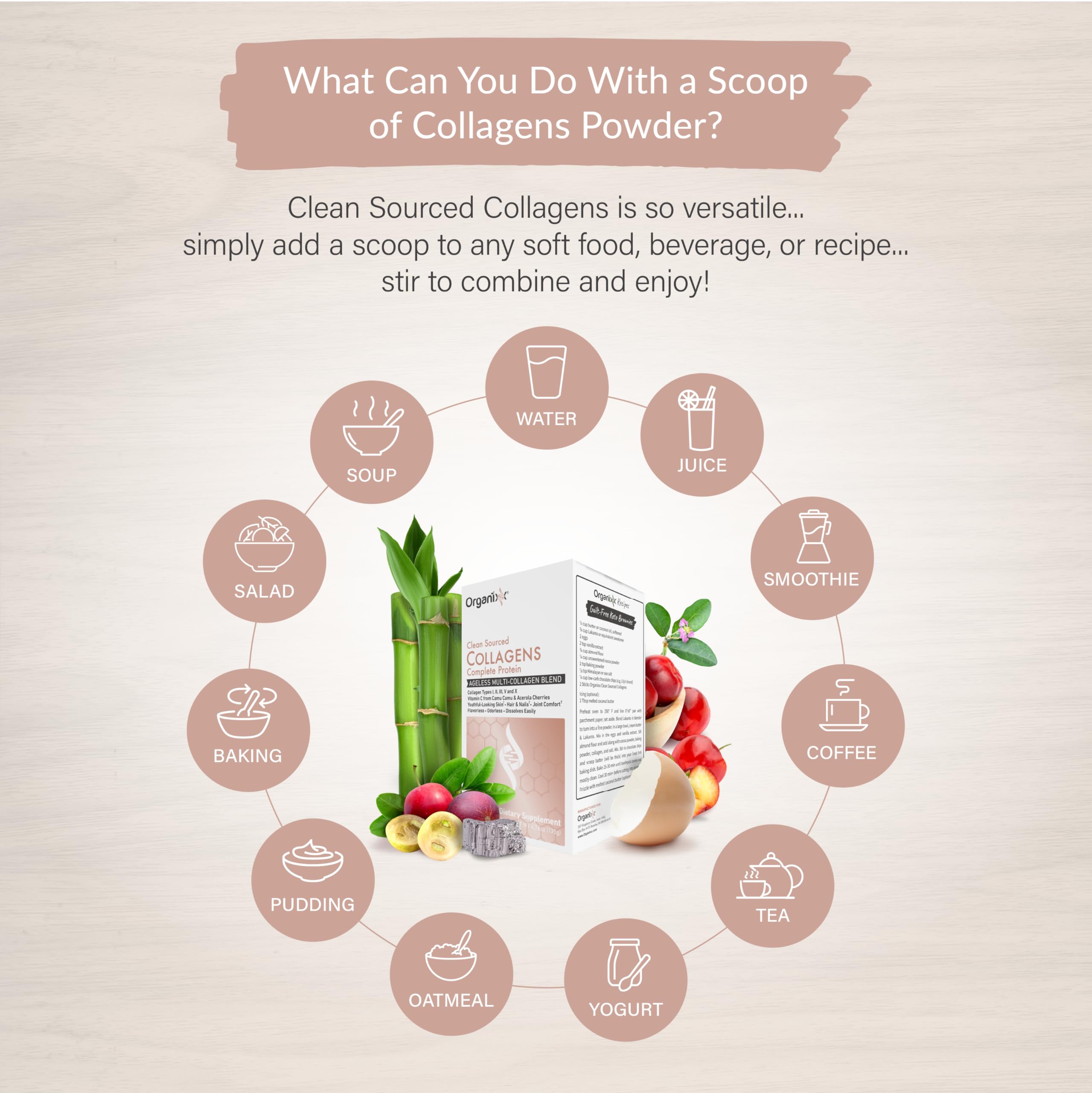 Organixx Collagen being stirred into coffee for a smooth, low-sugar boost.