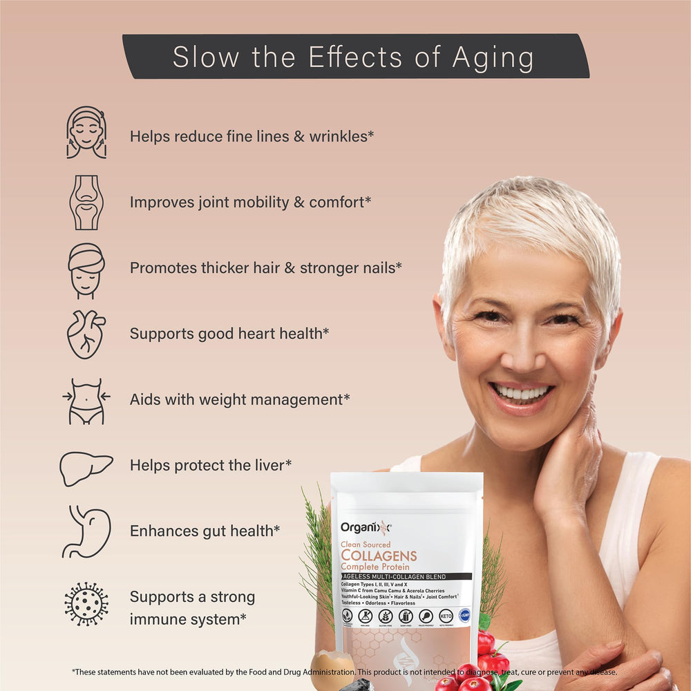 Organixx Collagen bottle lifestyle usage suggests easy daily integration.