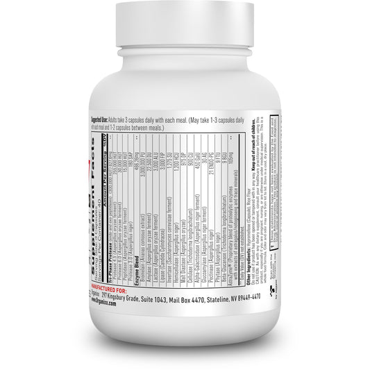 Organixx Enzyme 17 bottle label closeup highlights vegan, non-GMO ingredients.