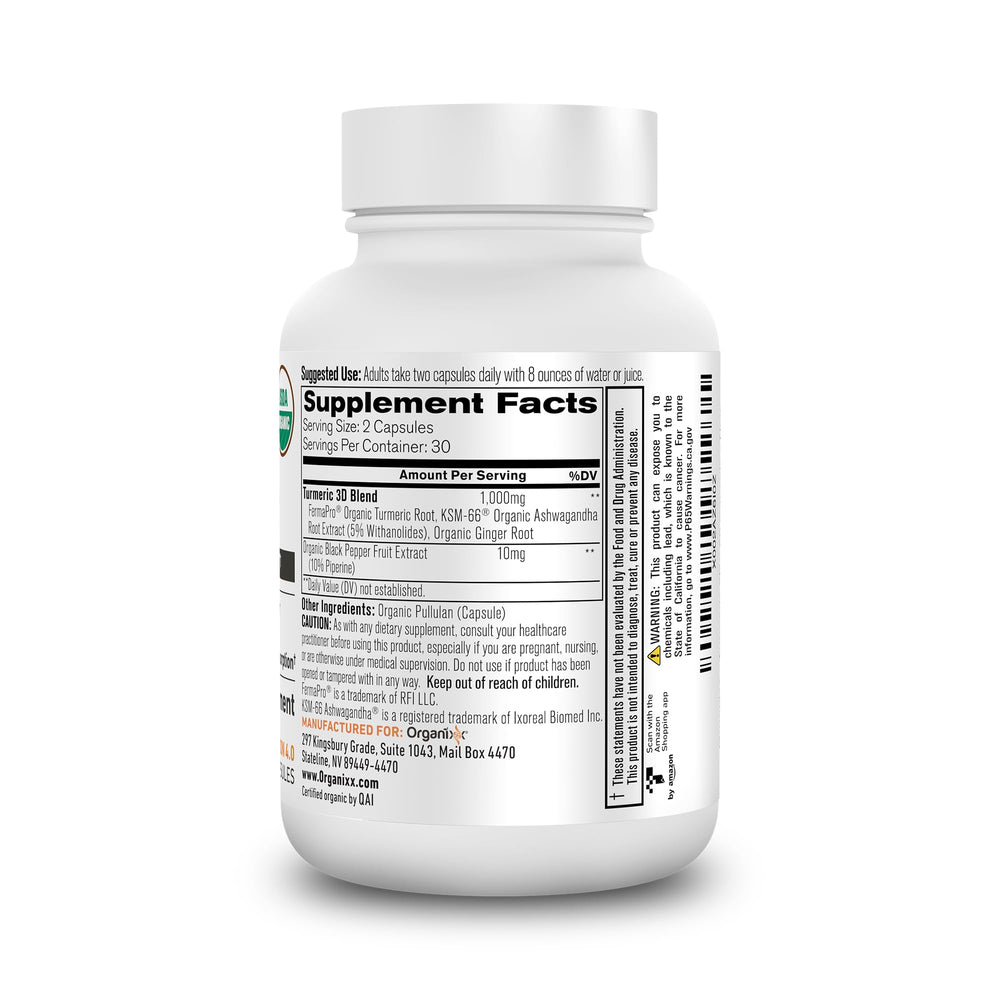 Organixx fermented turmeric and ginger blend in supplement capsules for daily support