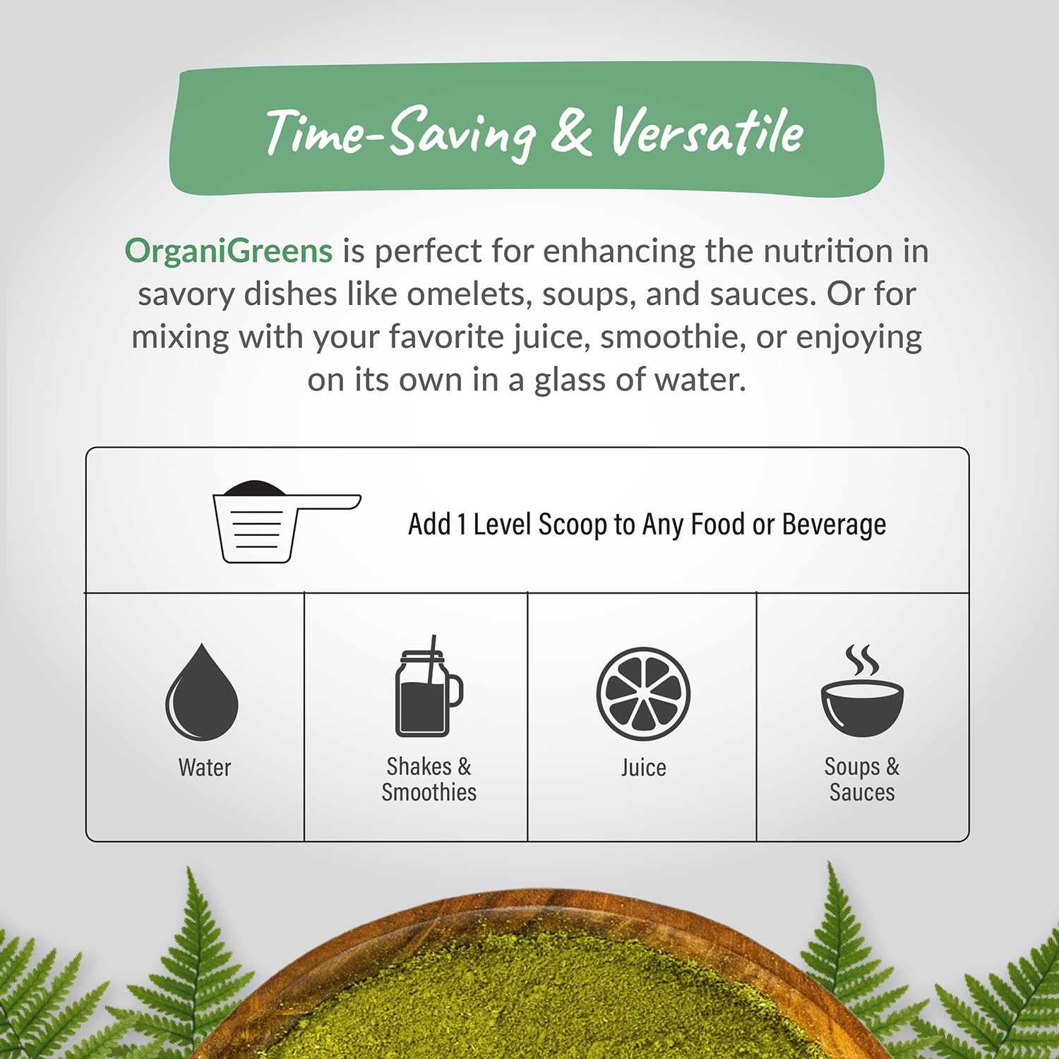 Organixx Greens in a smoothie, ready for a busy morning routine