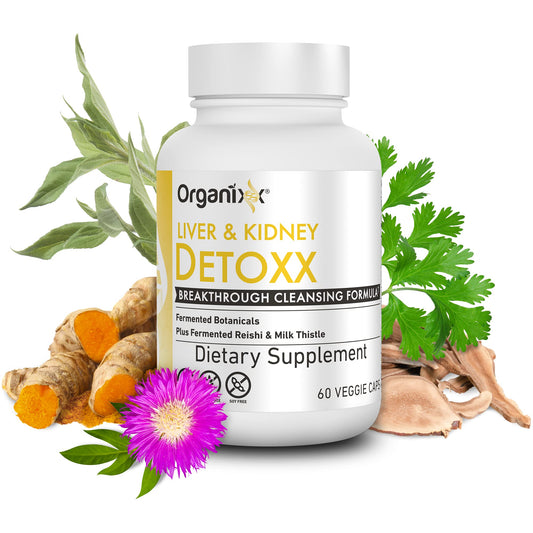 Organixx Kidney and Liver Support capsules close-up for daily kidney and liver support