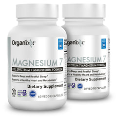 Organixx Magnesium 7-forms bottle promotes relaxation and recovery.