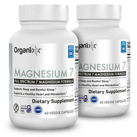 Organixx Magnesium Glycinate 7-Form Complex bottle for daily wellness.