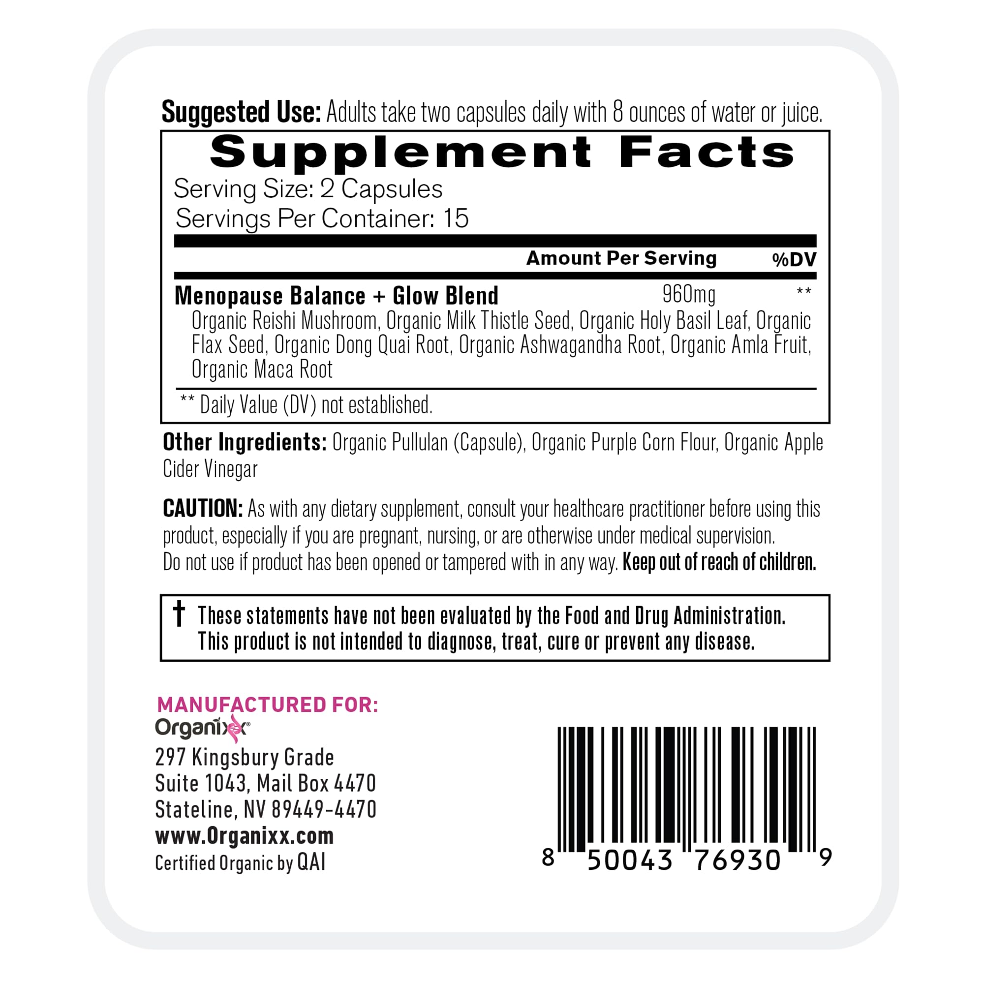 Organixx Menopause Balance Glow with ashwagandha supports calm moments and balanced energy.