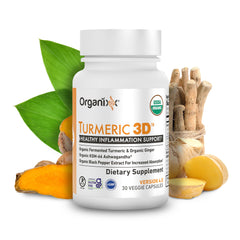 Organixx Turmeric 3D bottle pour showing easy daily intake.