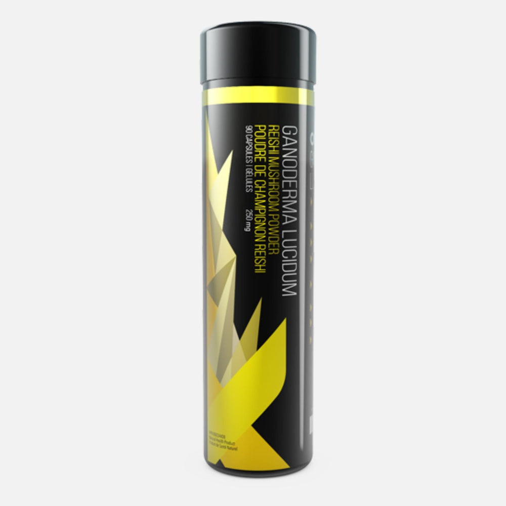 Organo OGX Ganoderma Lucidum bottle with capsules for daily vitality.