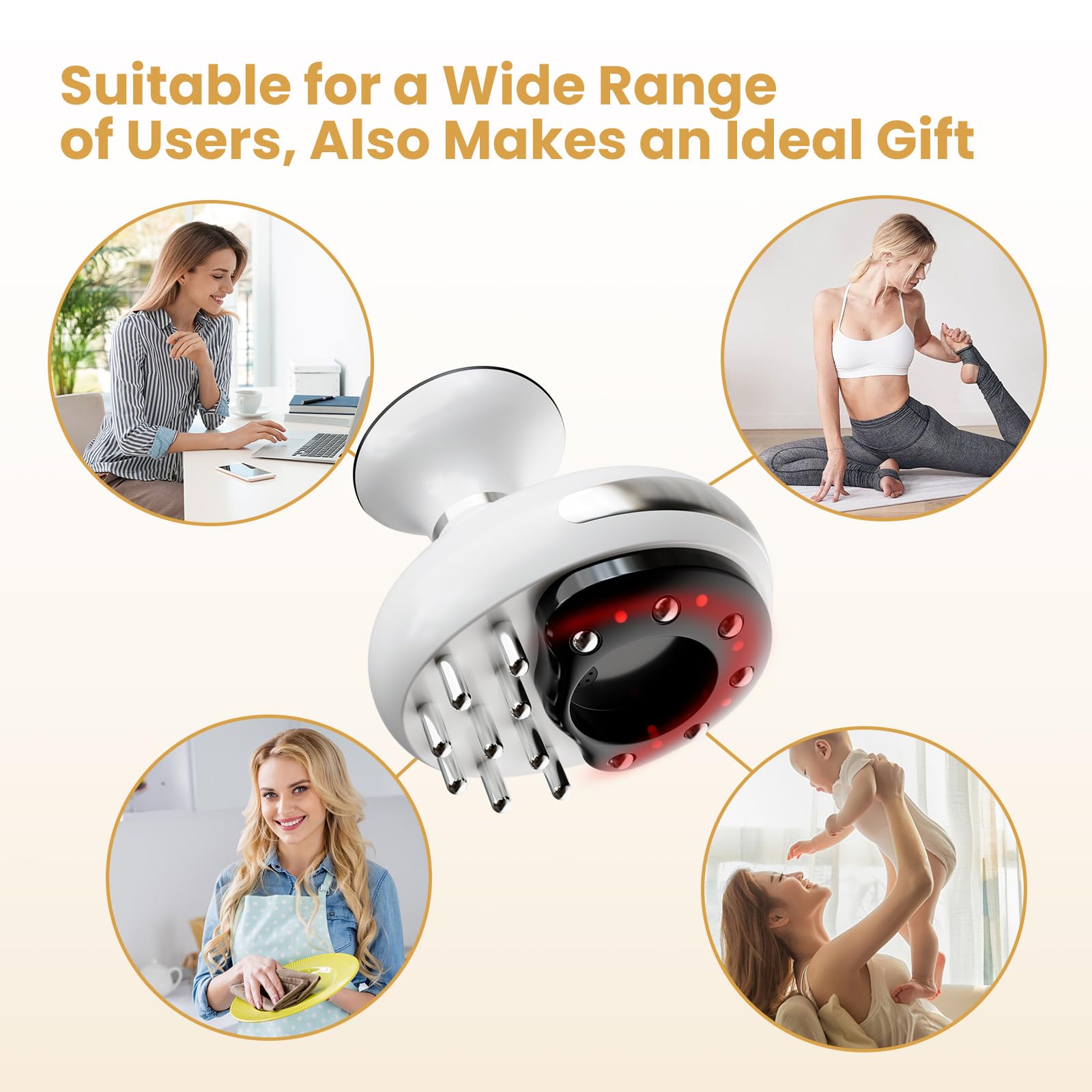 ORGMASTER cordless use enables massaging anywhere without cables.