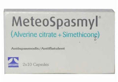 ORGMAX MeteoSpasmyl soft capsules close-up showing gentle relief potential.