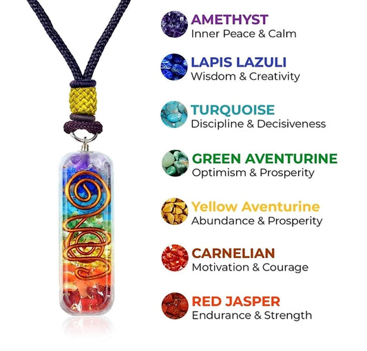 Orgonite Crystal Seven Chakra Pyramid side view channels protective energy throughout your space