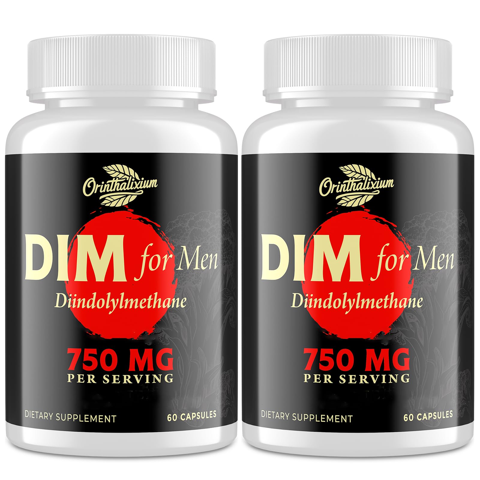 Orinthalixium DIM for Men bottle front showing 60 capsules for daily hormone support