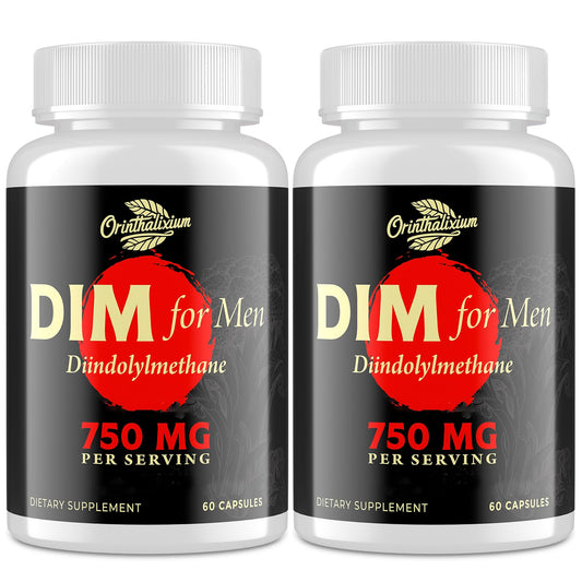Orinthalixium DIM for Men bottle front showing 60 capsules for daily hormone support