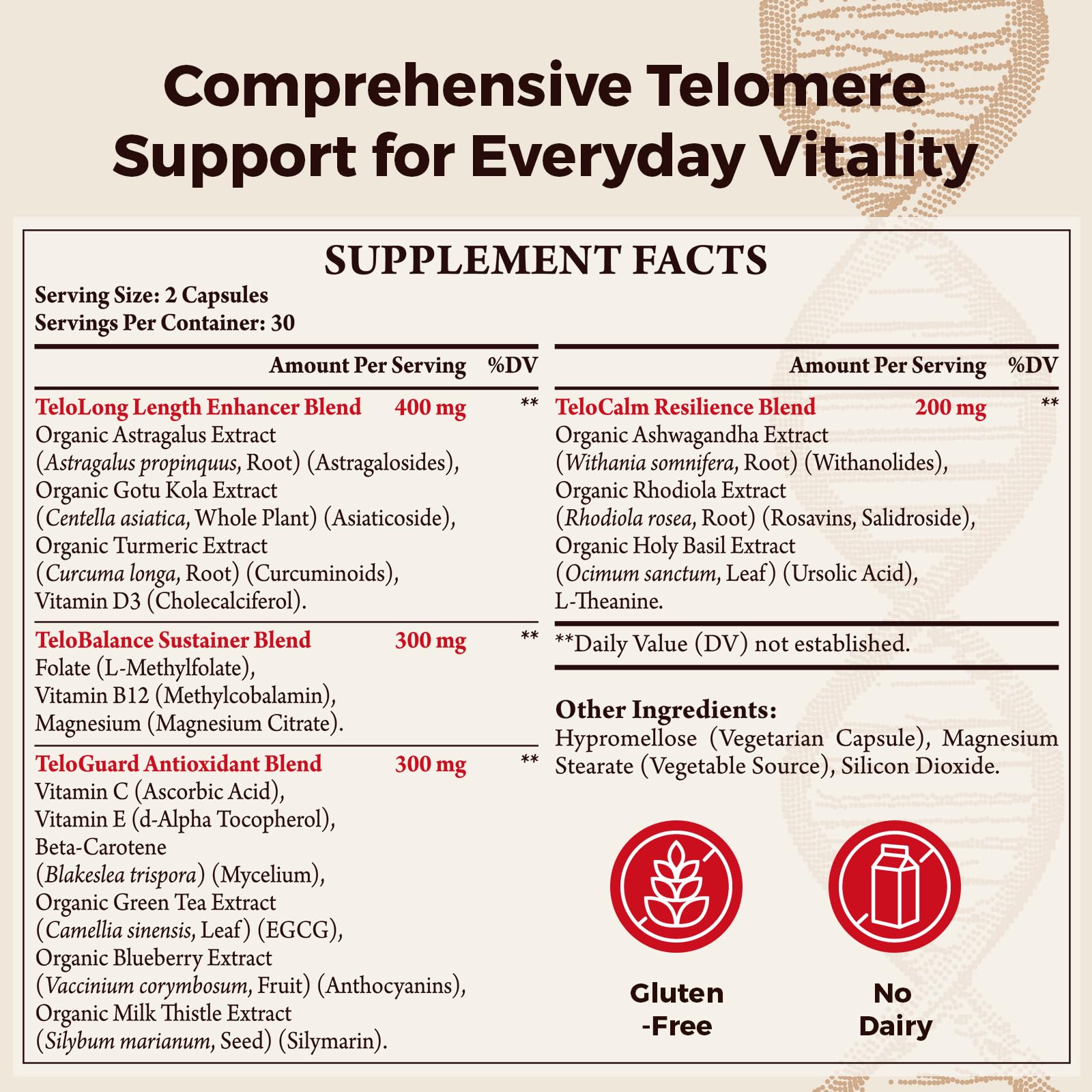 Orinthalixium Telomere Lengthening Supplements bottle pour supports easy daily use.