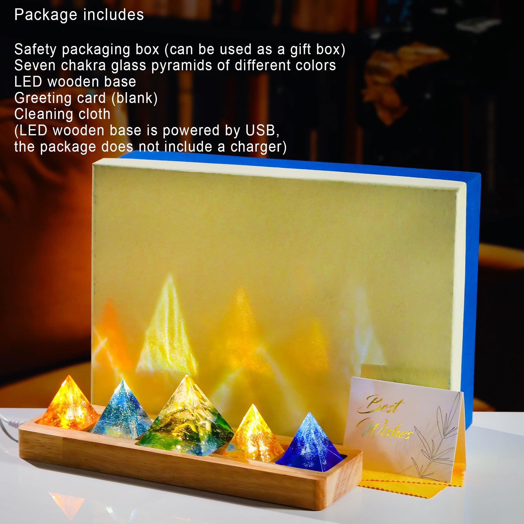 Ornalrist bedroom decor crystal pyramid adds a gentle night glow