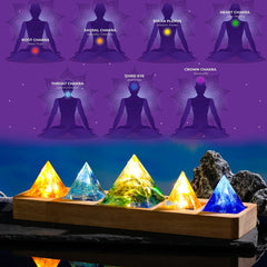 Ornalrist LED wooden base illuminates the crystal pyramid for a starry glow