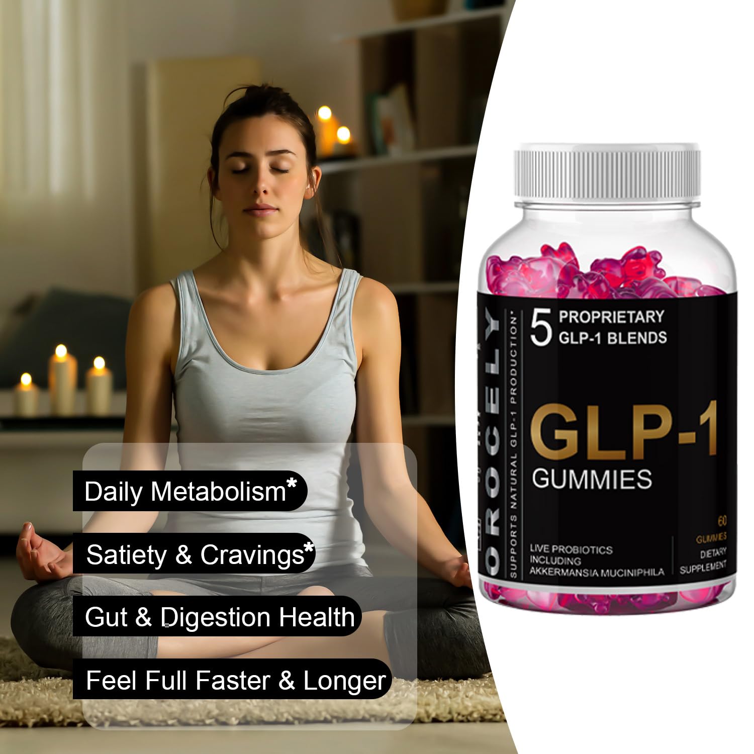 Orocely 17-in-1 GLP Activate Gummies label highlights key ingredients.