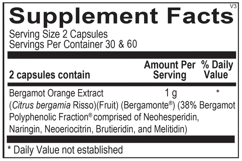 Ortho Bergamot BPF capsules close-up highlights daily heart health support.