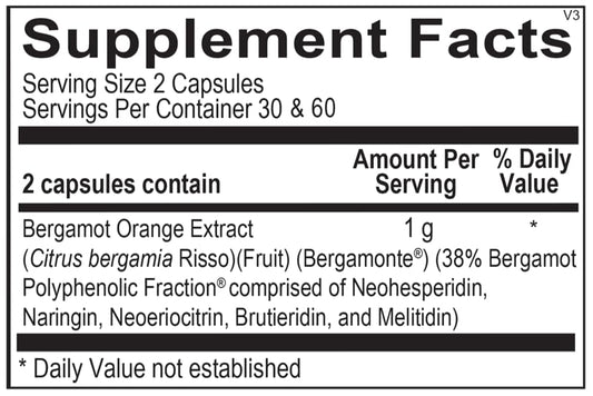 Ortho Bergamot BPF capsules close-up highlights daily heart health support.