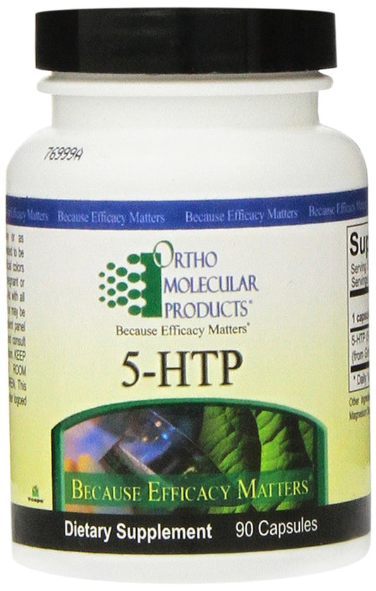Ortho Molecular 5-HTP capsules bottle shown for daily mood support.