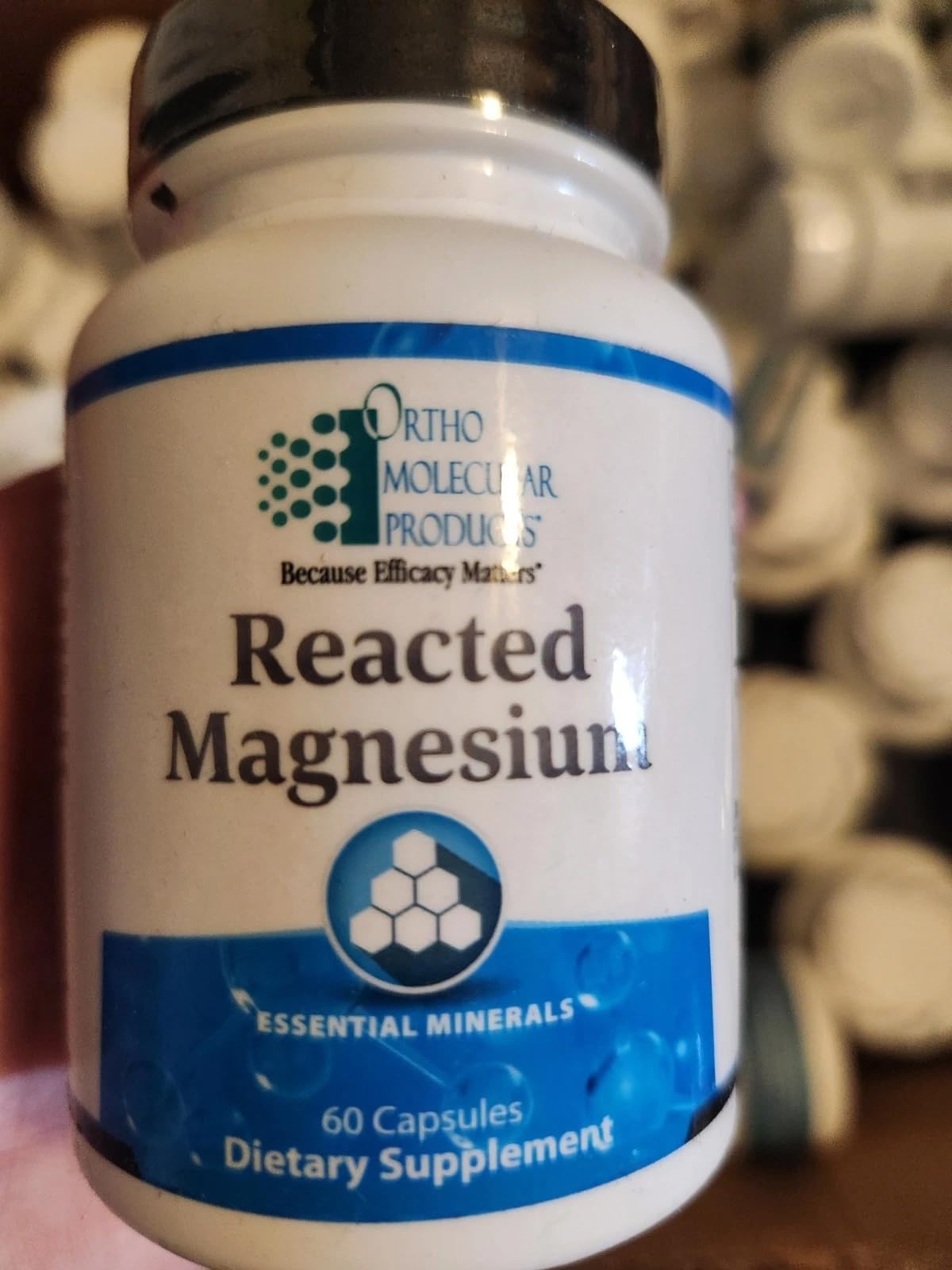 Ortho Molecular Reacted Magnesium bottle with capsules for daily mineral support