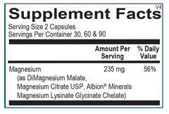 Ortho Molecular Reacted Magnesium label showing three absorbed forms for versatility
