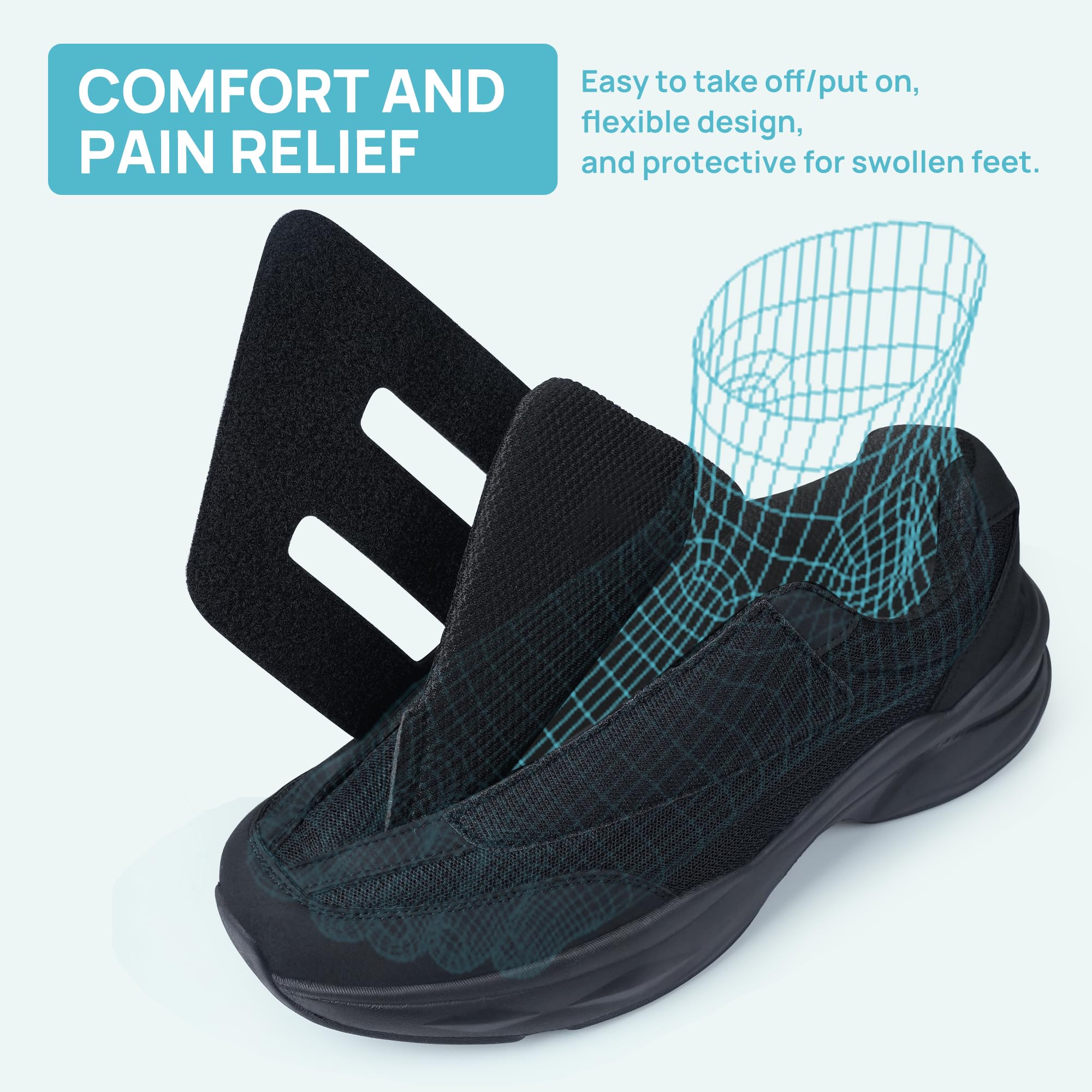 Ortho+rest roomy toe box supports comfortable toe movement during daily wear.