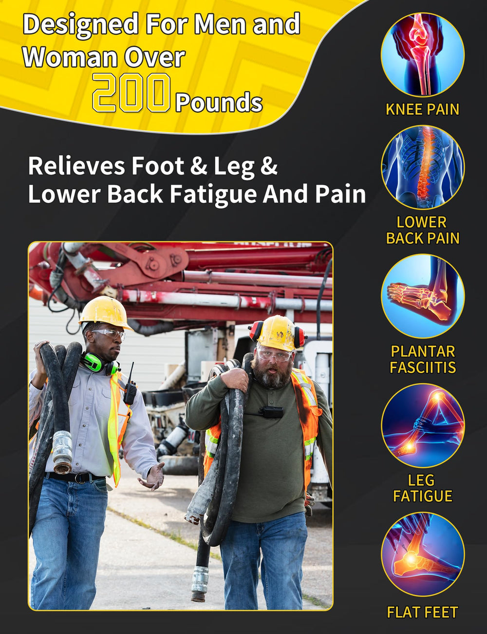 Orthobrace work insole PU material provides a soft everyday wear experience