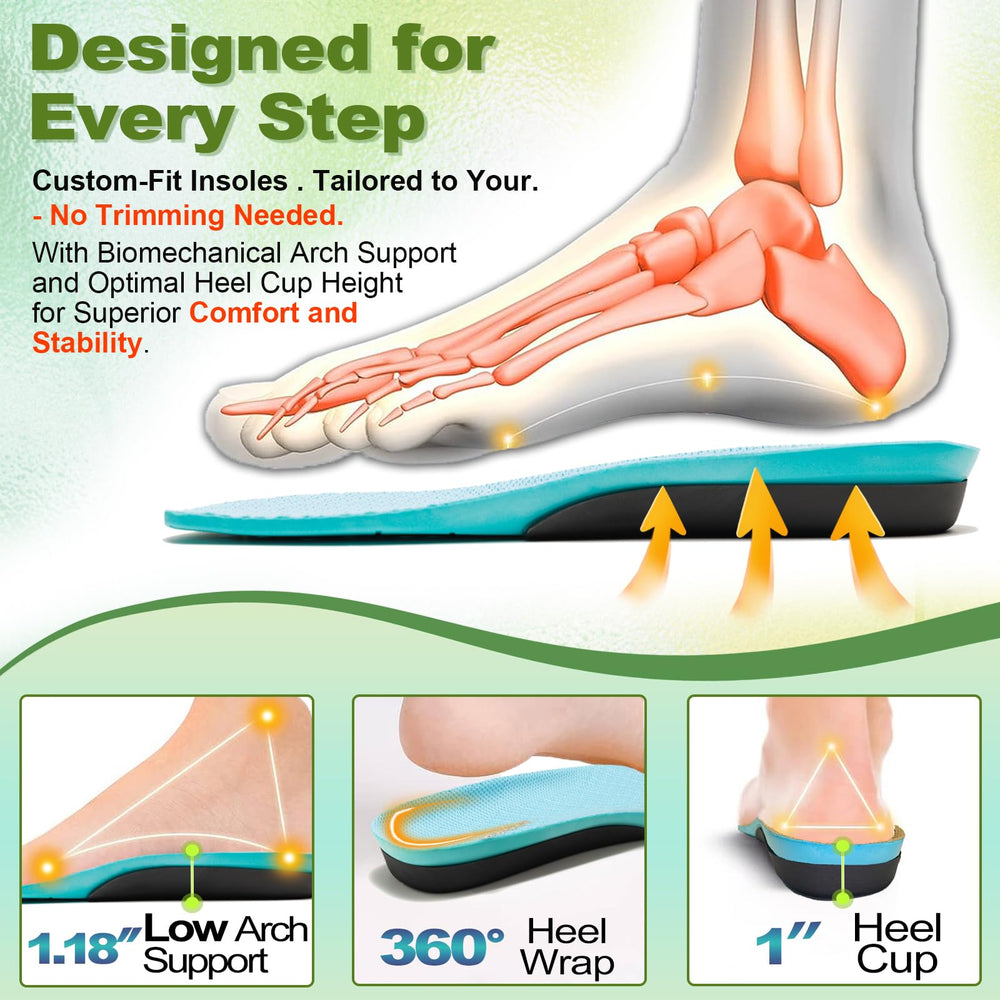 OrthoComfoot arch support with deep heel cup for stability
