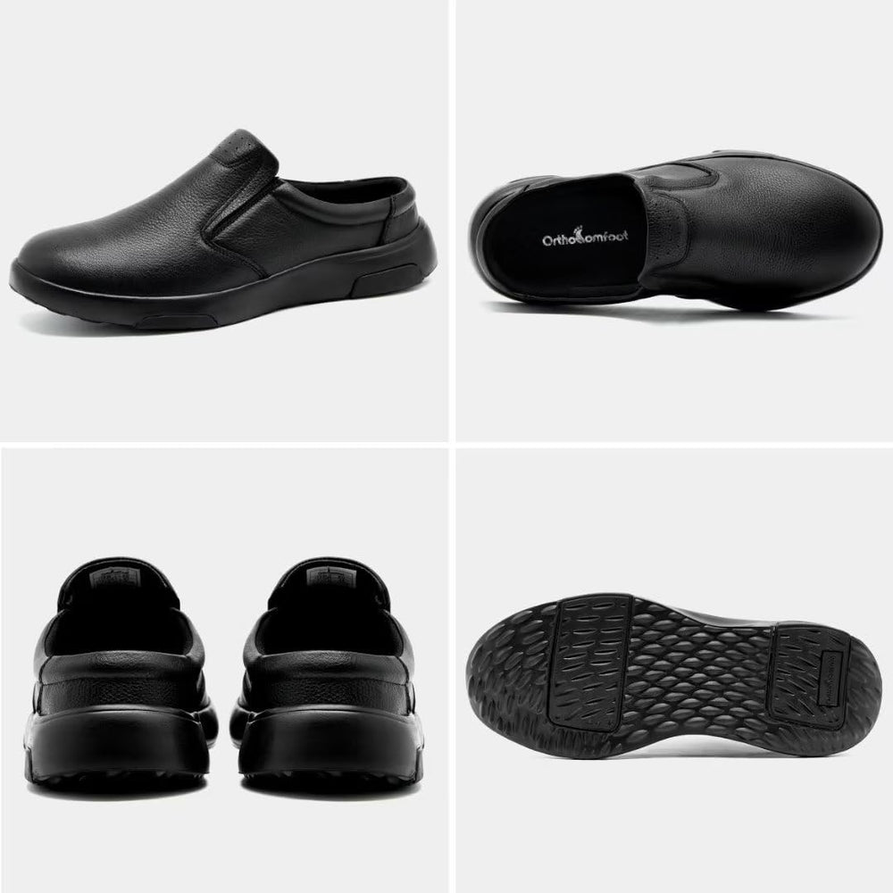 OrthoComfoot arch support pads promote even pressure distribution.