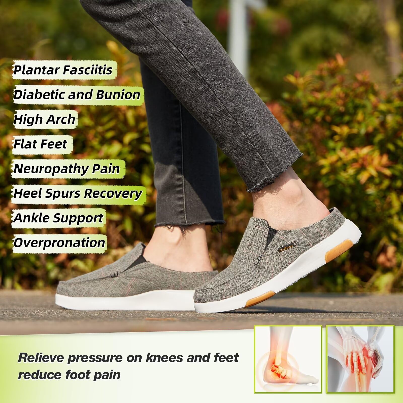 OrthoComfoot breathable canvas upper keeps feet cool and comfortable.