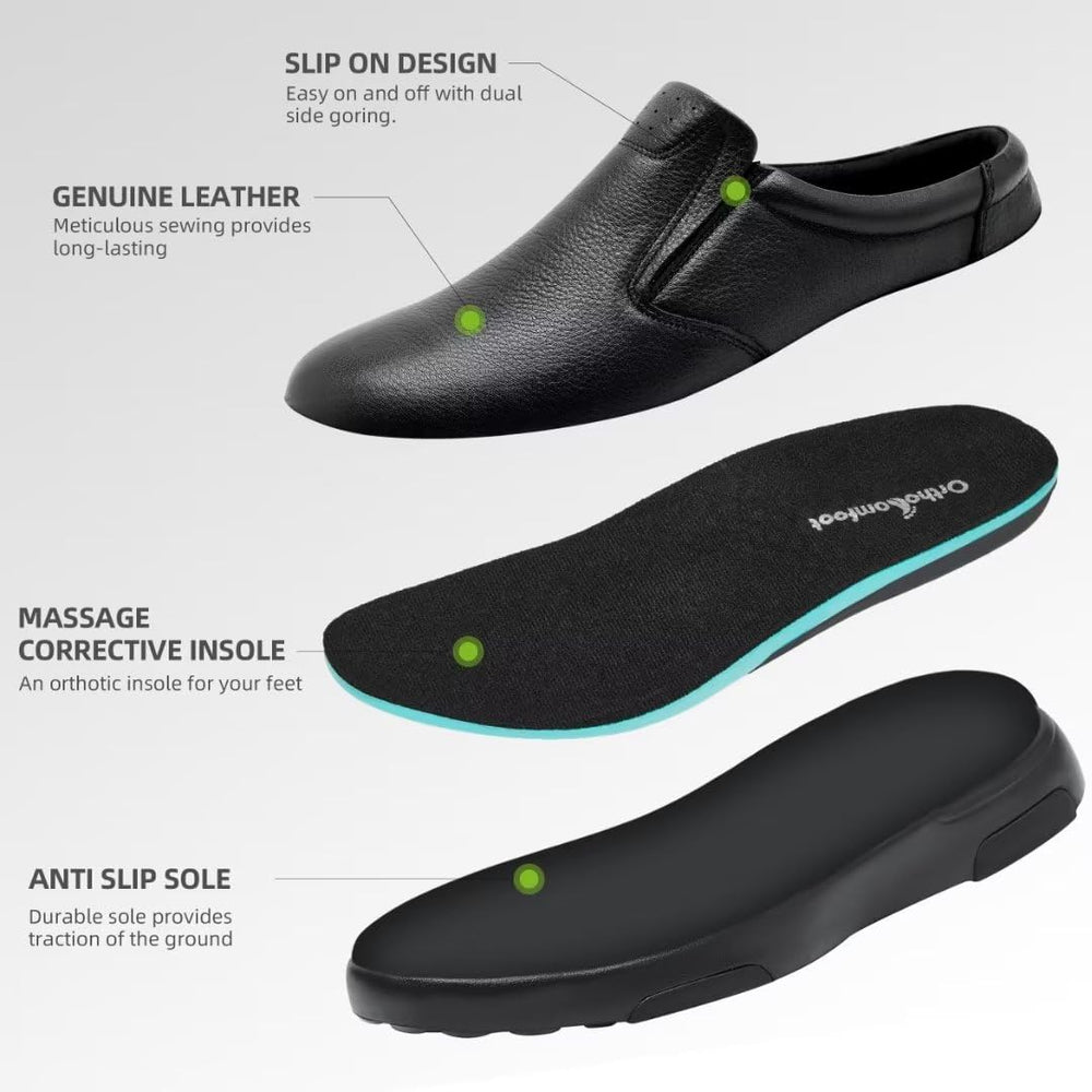 OrthoComfoot cushion outsole with EVA and rubber for traction.