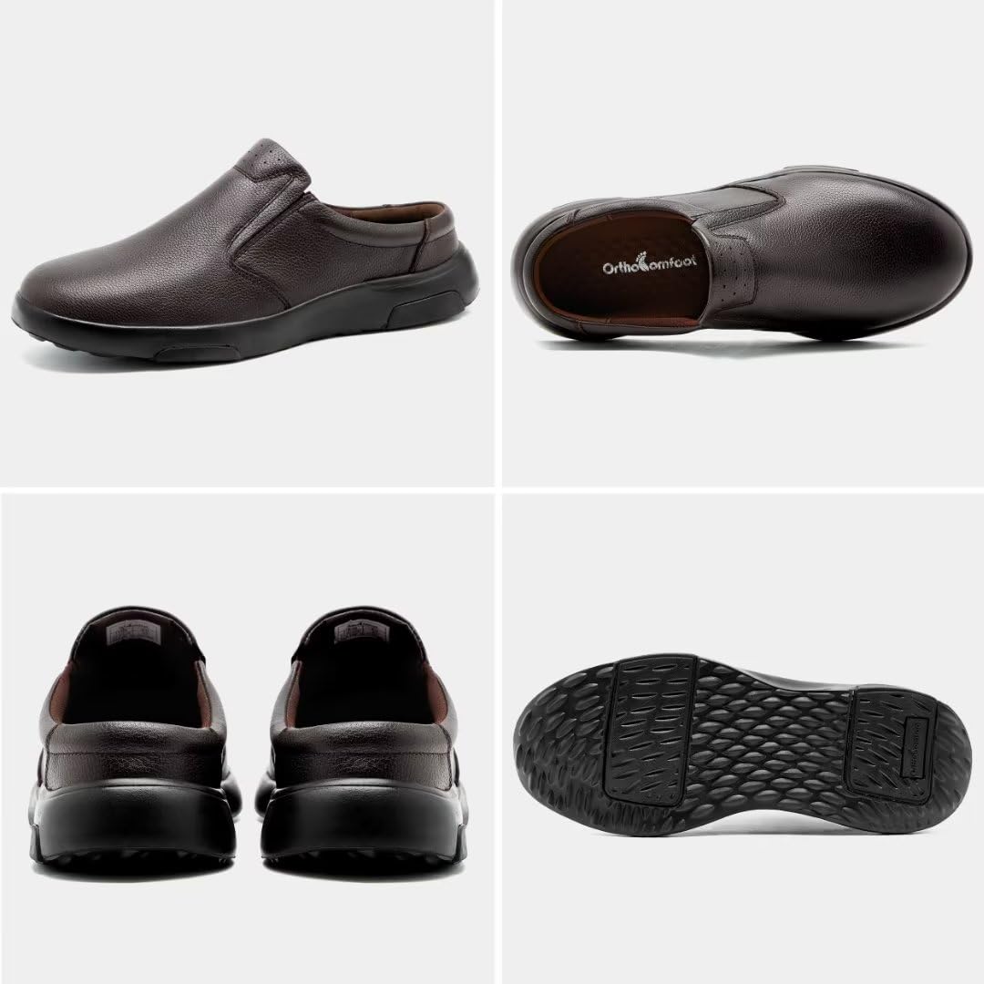 OrthoComfoot deep heel cup promotes even pressure distribution during walks