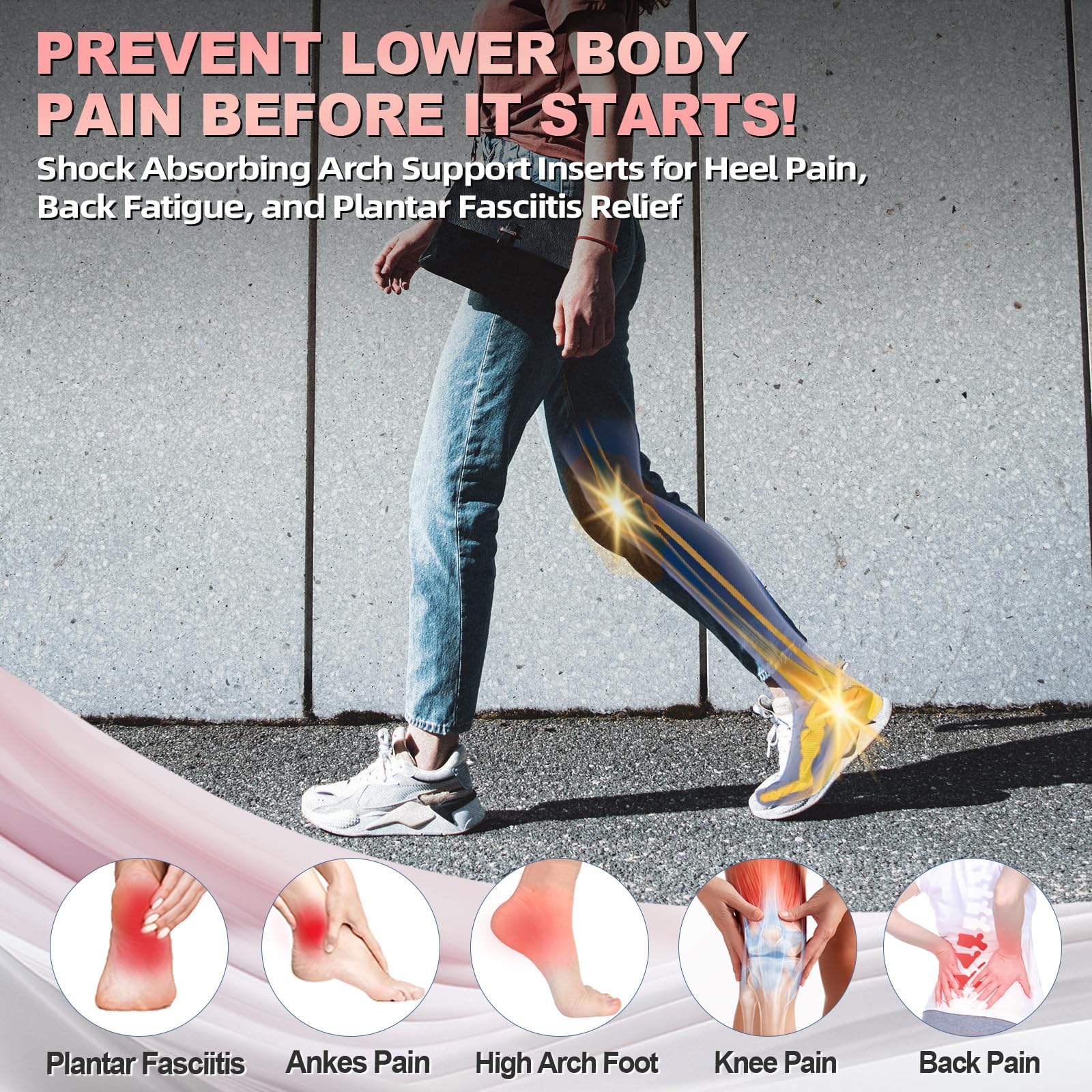 OrthoComfoot deep U-cup heel design stabilizes the heel for better balance.