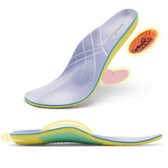 OrthoComfoot flat feet insoles arch support close-up showing firm mid-arch lift for daily comfort.